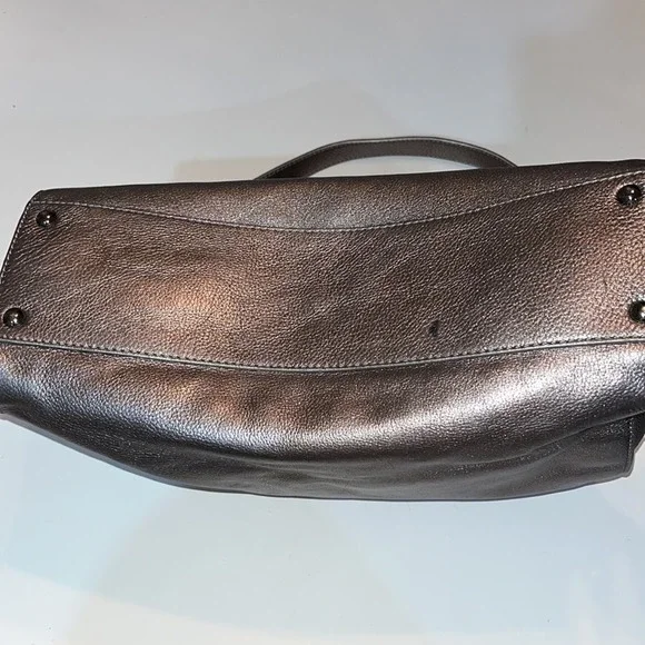 Michael Kors Leather Hamilton Jewel Tote Gunmetal Metallic Shoulder Bag Purse - Picture 4 of 11